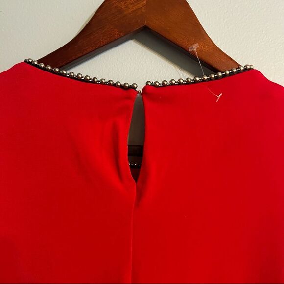 Red Christmas top by PREMISE STUDiO Women’z Sz XS NWT🏷 beaded neckline - Picture 5 of 11